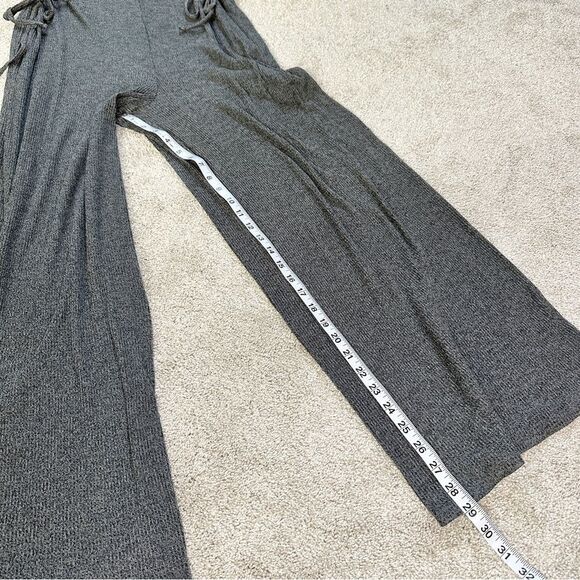 Gilly Hicks Cozy Lounge Jumpsuit Romper Knit Wide Leg Side Tie Heather Gray - Picture 11 of 11